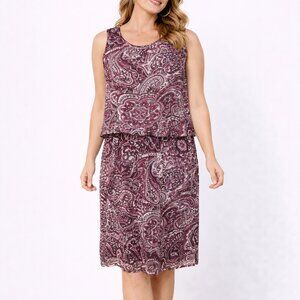 ANN TAYLOR LOFT Women's Pink Paisley Print Sleeveless Shift Midi Dress Small